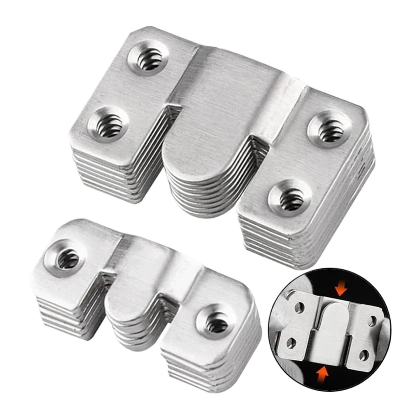 Pfmsaaf 10Pcs(5Set) Embedded Bracket 2-24Pcs Flush Mount Bracket Interlock Hanging Buckle Stainless Steel Picture Frame Hooks Wall Hanger Furniture Connectors For Home(,S)