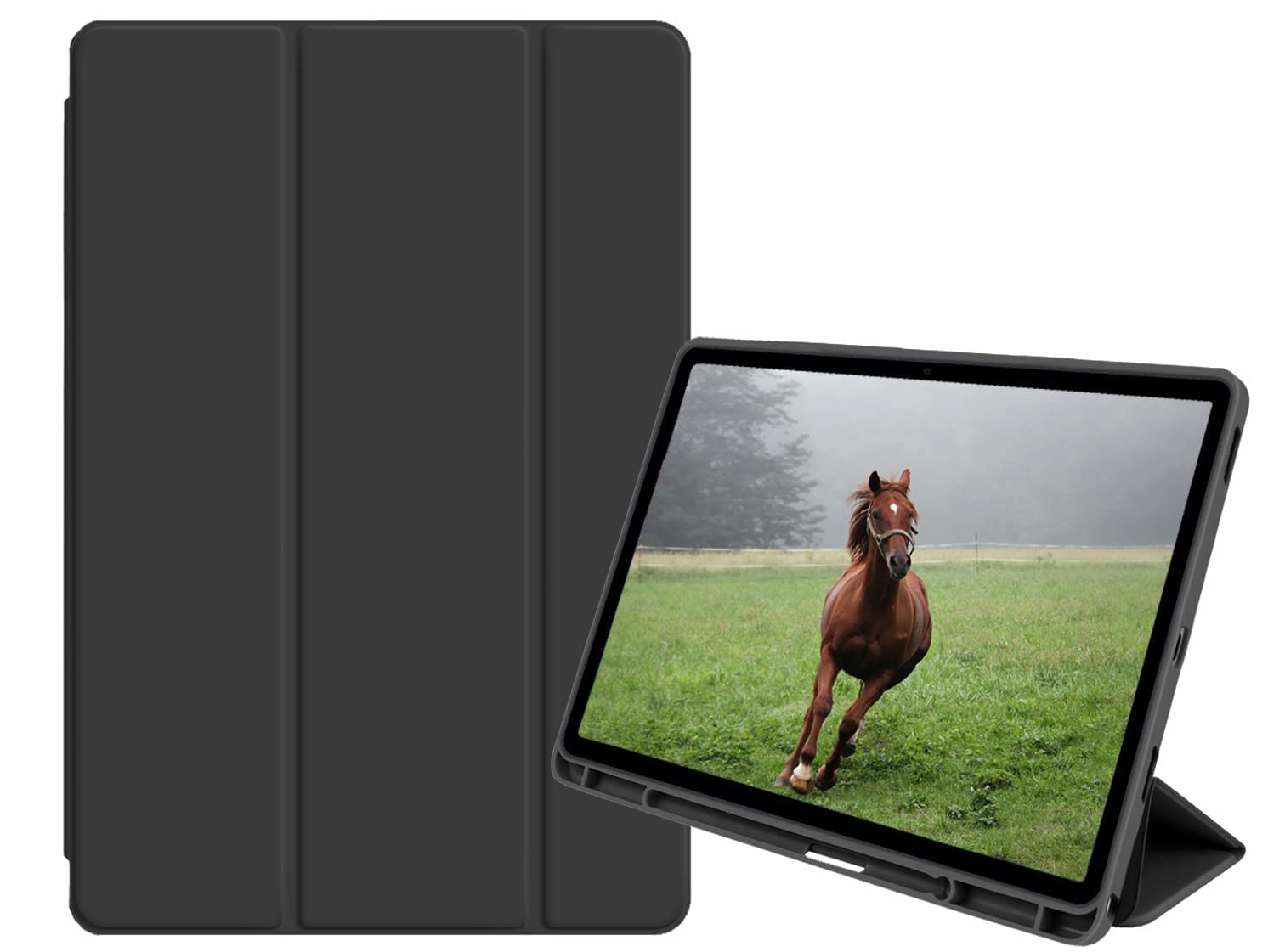 Shoppers Point Smart Cover Case for Samsung Galaxy Tab A8 10.5 Inch 2022 Models [SM-X200/ SM-X205] Pen Holder TPU PU Leather Tri-Fold Protective Case - Black (B0B5R5J4T7) Amazon Price History, Amazon Price Tracker