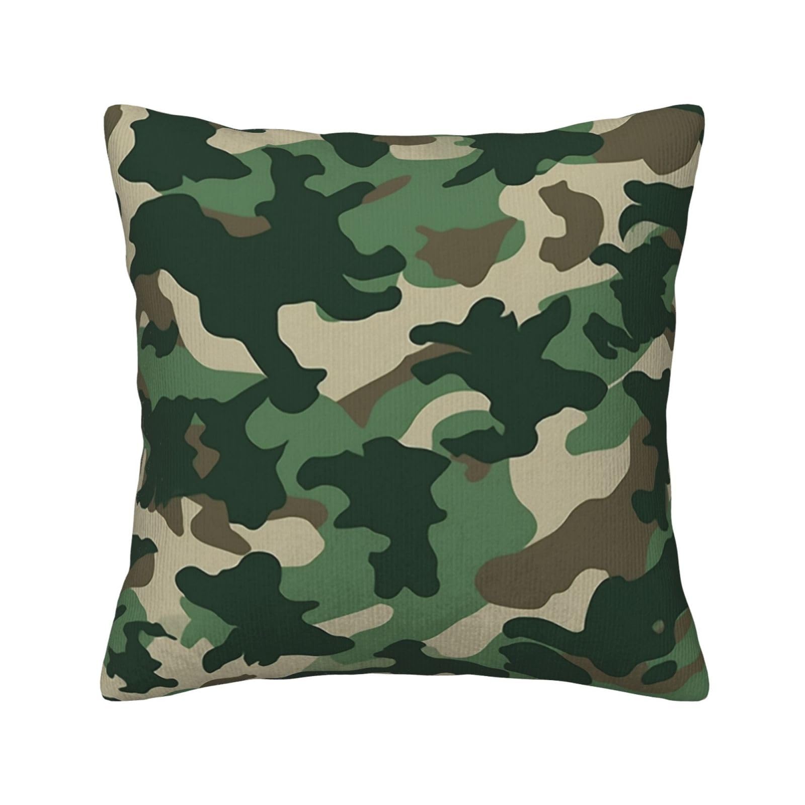 Housses de coussin velours côtelé ultra doux au motif camouflage vert original