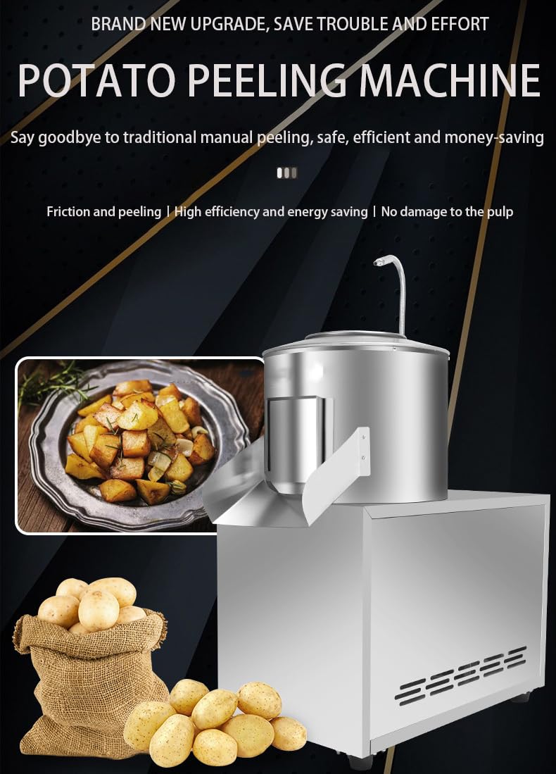 Peladora de patatas eléctrica comercial, peladora automática de patatas de 1100 W, lavadora peladora de patatas de acero inoxidable de 240 kg/hora, para pelar patatas dulces con jengibre y taro