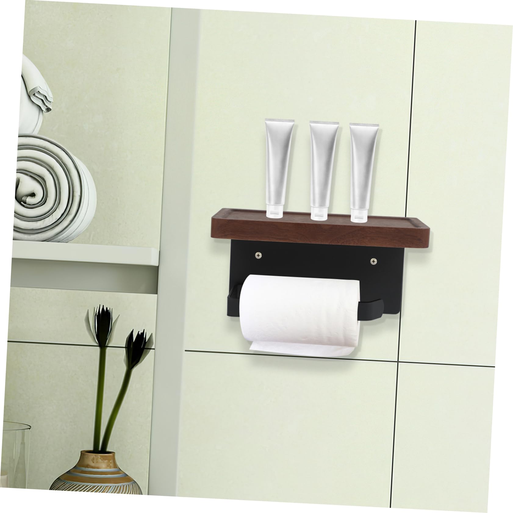 Igienica Mensola Inossidabile o Legno Porta Carta Acciaio Parete da Supporto con Integrata Funzionale Oggetti per Bagno e Toilette Casa Hotel per Pezzi eggetti Piccoli