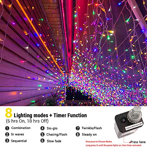 Toodour Christmas Icicle Lights Outdoor, 360 Led 29.5Ft 8 Modes Fairy Icicle String Lights With 60 Drops, Led Christmas Twinkle Lights For Holiday, Party, Wedding, Christmas Decorations (Multicolor) #TOP1