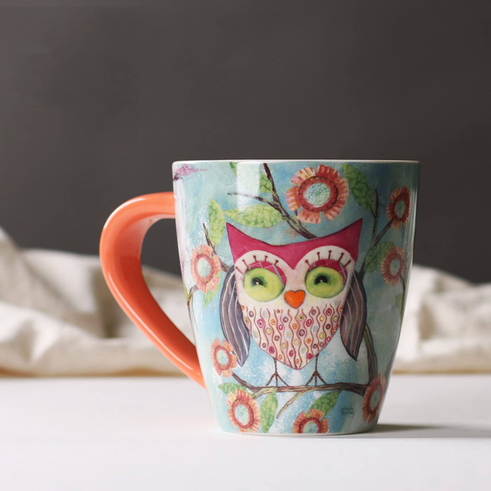 Tazza da caffè in ceramica fatta a mano Cartoon Gufo Tazza da tè Tazza da caffè in ceramica Tazza da latte d'avena Regalo di nozze per ufficio e casa