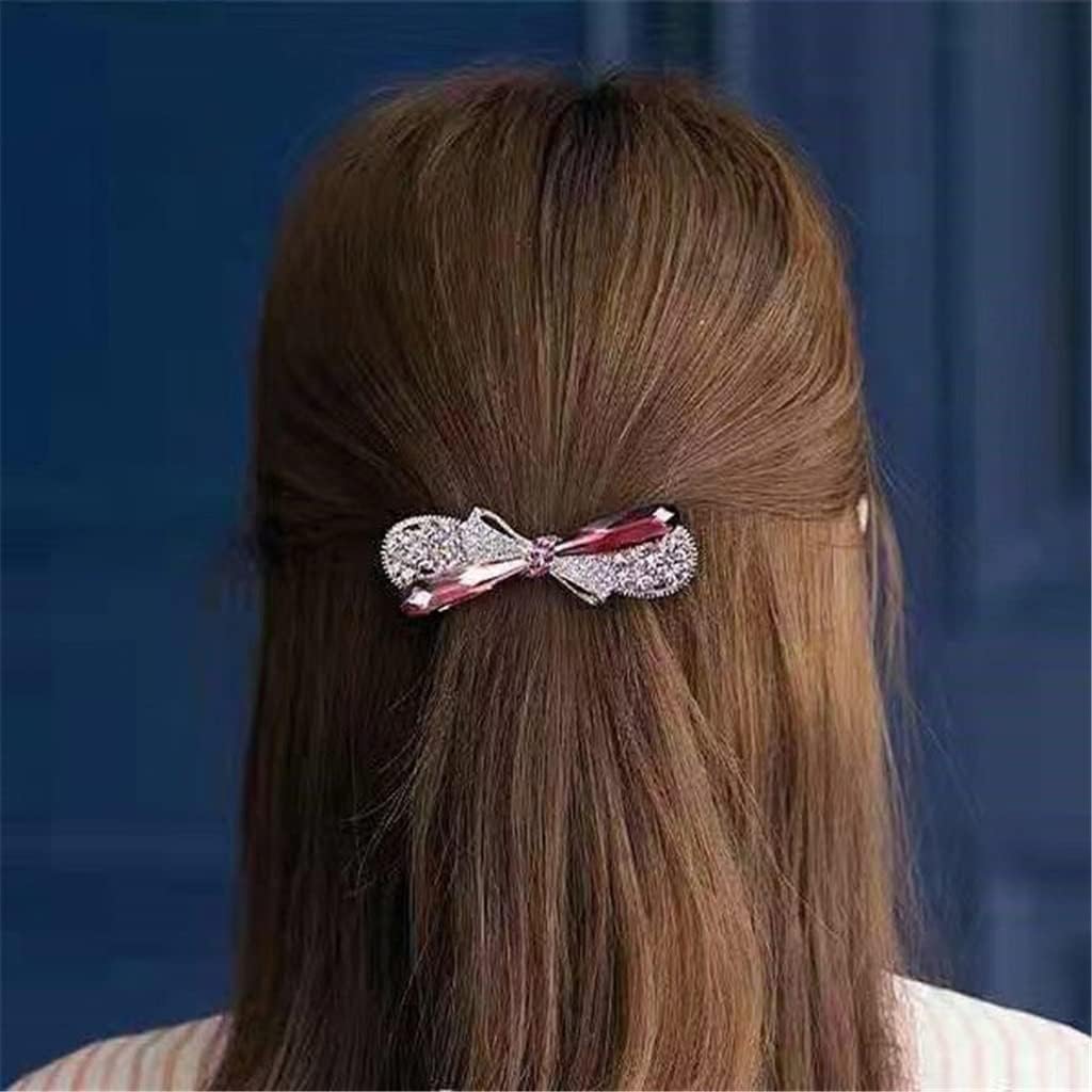 ラインストーンヘアピンヘアヘッドドレスバックヘッドトップクリップヘアピン女性シャイニングスプリングクリップヘアアクセサリー (Col
