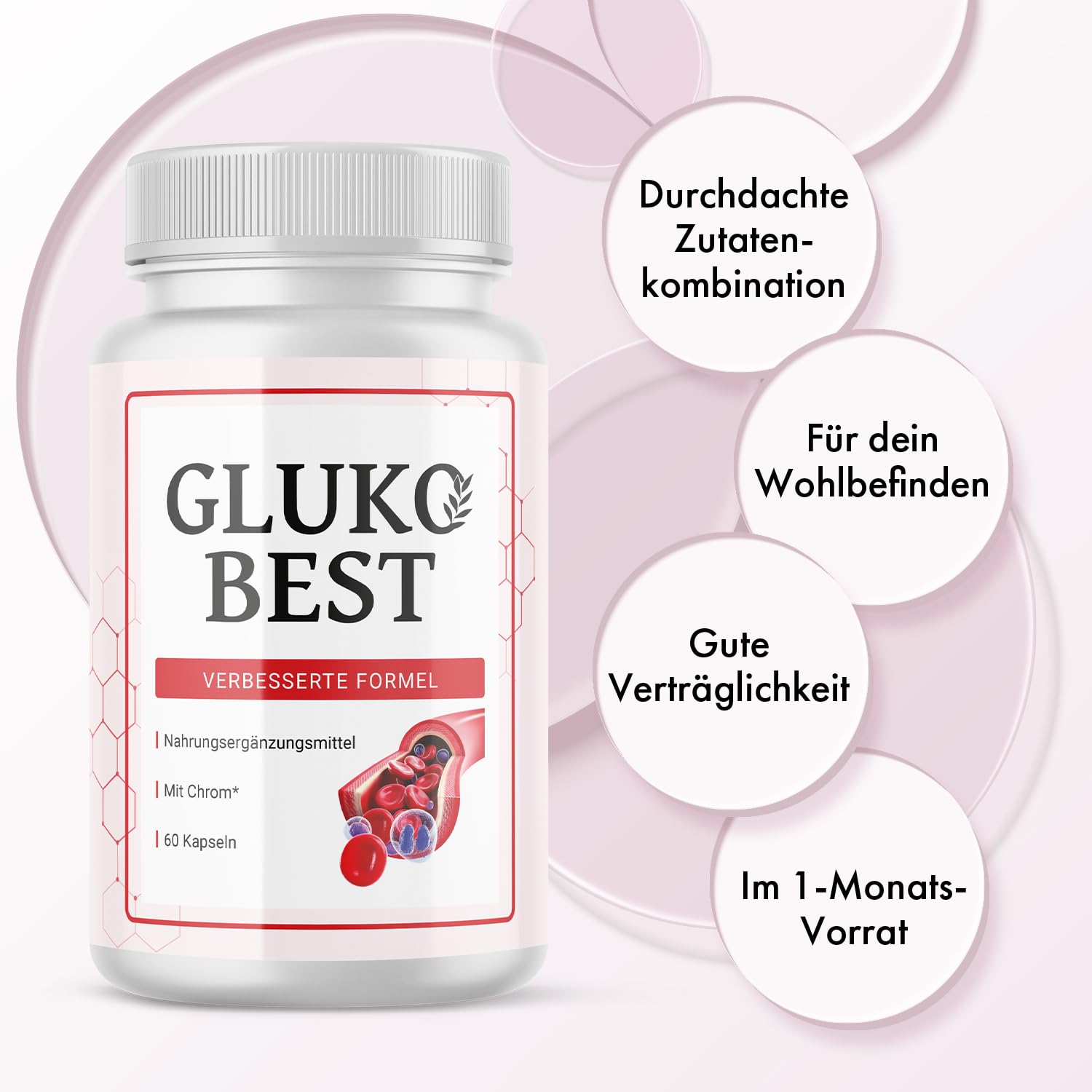 ORIGINAL Glukobest Kapseln | mit Zink und Chrom | Glucobest für dein Wohlbefinden | Inhalt 1x60 Kapseln