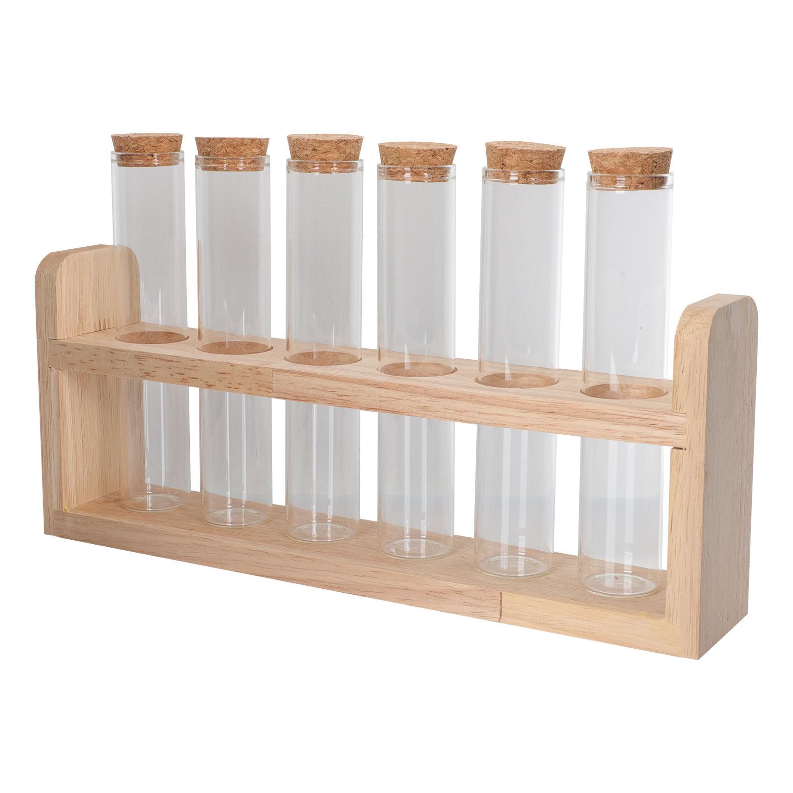 Levemolo Porta Provette in Vetro e Legno per Esposizione Chicchi di Caffè, Leggero e Funzionale, Set da 1 per Teahouse e Bar Design Semplice e Moderno