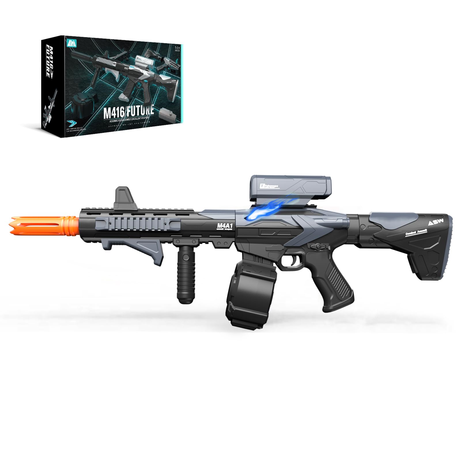 SOFITEN Gel Ball Blaster Orby Gun - Semi/Auto, 120FPS, Drum Magazine, Tactical Gear, Durable ABS+Nylon, Ideal for Outdoor Activities & Gifts