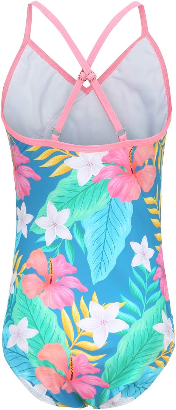 Girls One Piece Swimsuits Hawaiian Ruffle Swimwear Beach Bathing Suit - Image 2