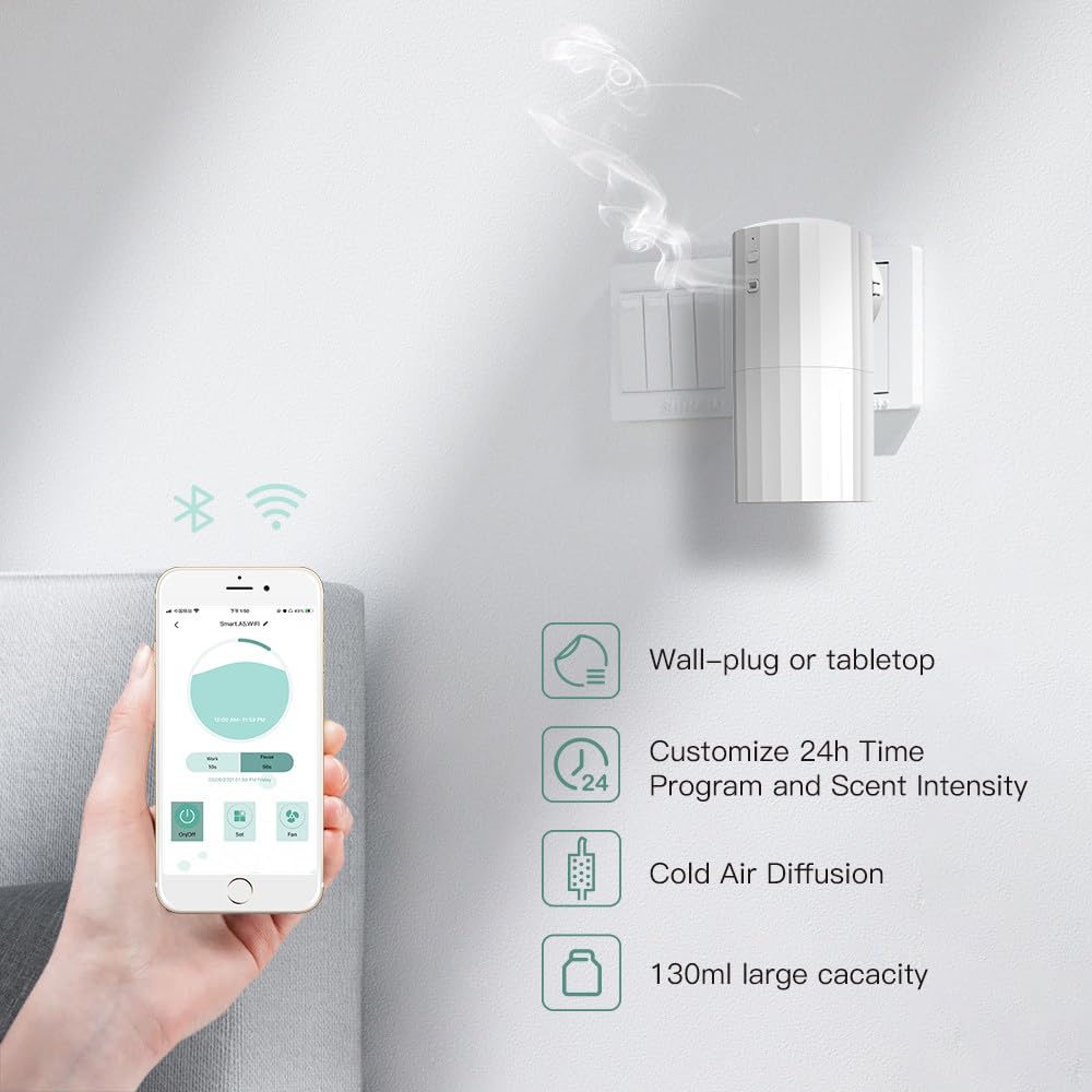 130Ml Máquina De Aromaterapia, Difusor De Fragancia Inteligente Bluetooth/Wifi, Rango De Expansión De Fragancia:250M³, Bajo Nivel De Ruido (<30Dba), Para Hotel, Habitación