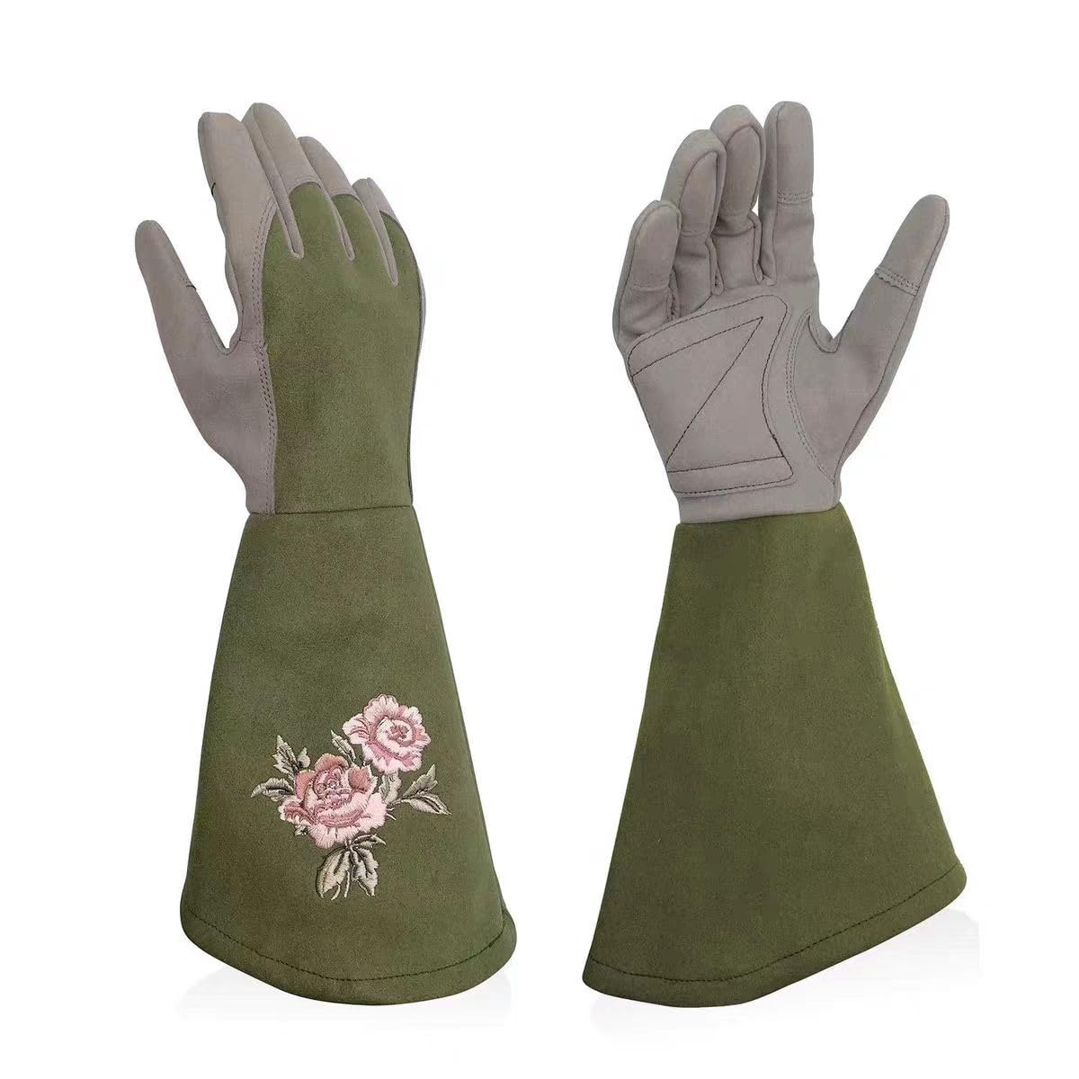 Guanti da Lavoro Guanti da Giardinaggio, Giardinaggio Resistente Prova Piantagione Guanto Giardino Lavoro Potatura Rose for Potatura Rose Cespugli Spinosi Cactus(Green,M)