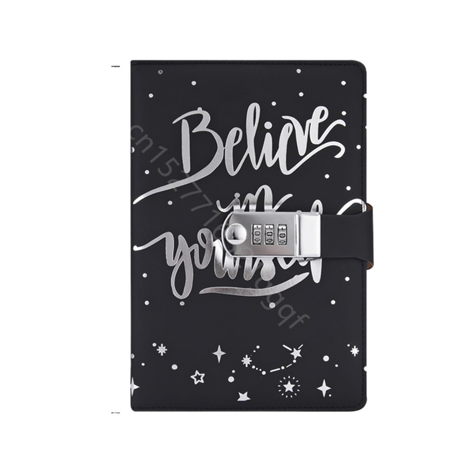 Cuaderno diario de cuero A5 con cerradura combinada, diario de escritura de viaje, planificador Personal, Agenda, Bloc de notas, regalo for niñas y niños(Black)
