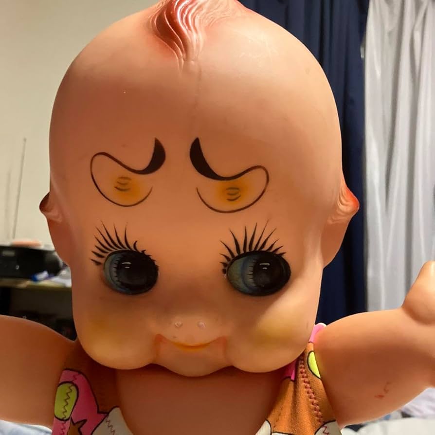 Amazon.co.jp: (特大)キューピー人形 ソフビ 変眉 しかめっつら眉毛 青