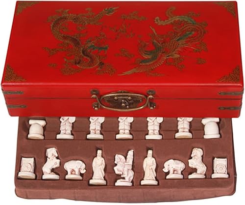 Miniatura 4 de Juego de ajedrez chino vintage, guerrero de terracota, 32, juego de ajedrez Xiangqi, juego de ajedrez de madera tradicional de mesa y juego de