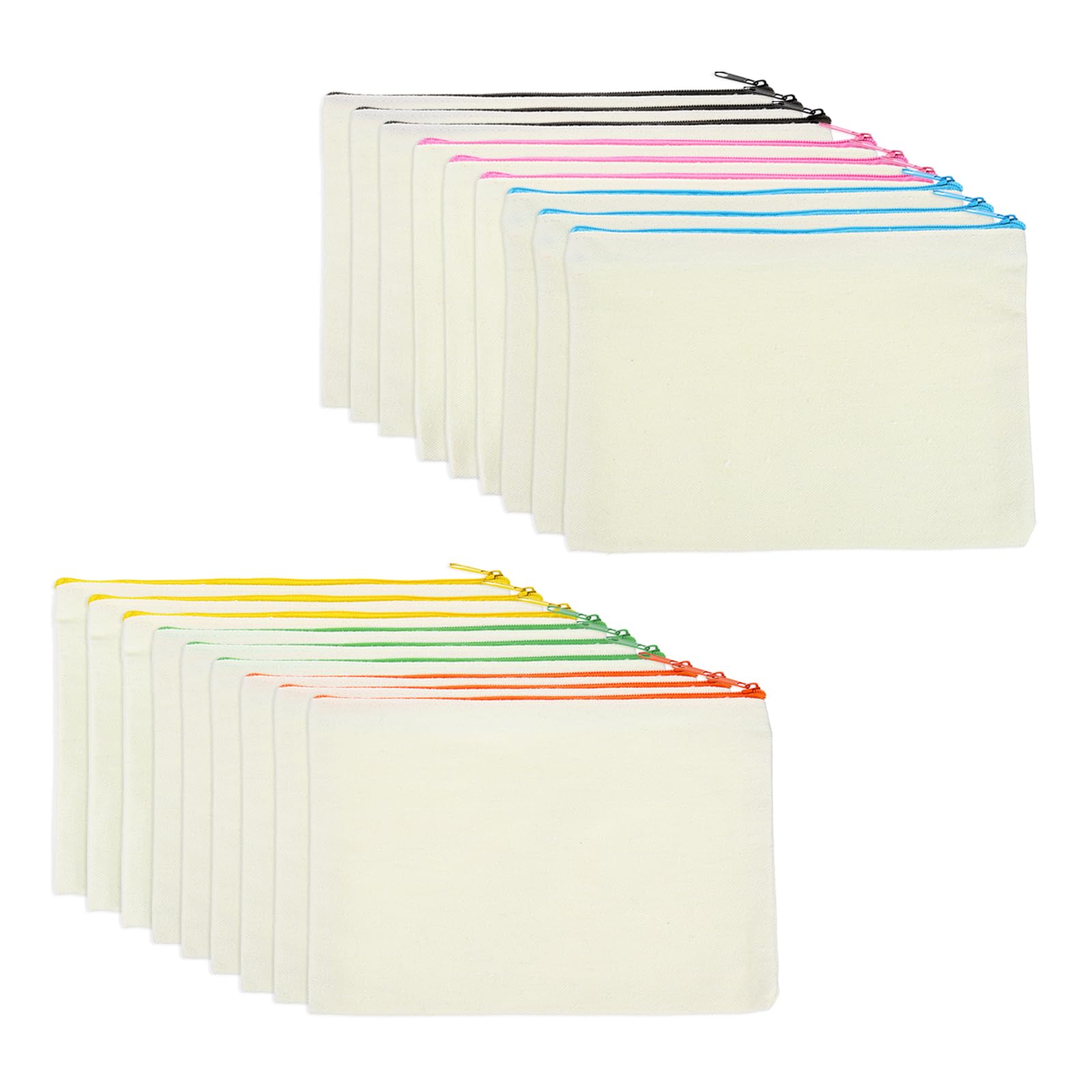 uxcell Canvas Makeup Bags, 36 Pcs Travel Cosmetic Bags Bulk, Multipurpose Blank Toiletry Zipper Pouches Blank DIY Craft Bags Pencil Bag for Women