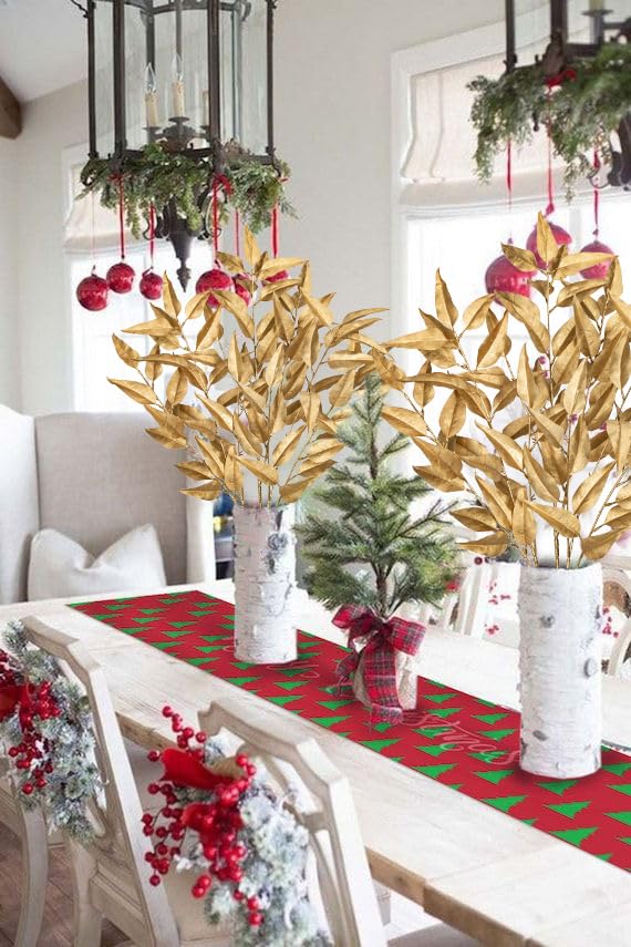 Oairse 3 Pcs Gold Eucalyptus Plants 81cm Artificial Eucalyptus Leaves Stems Faux Eucalyptus Foliage for Christmas Tree Decorations Floral Arrangement New Year Wedding Bouquet Centerpieces Xmas Decor - Image 4