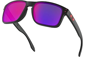 Oakley Holbrook Polarized Sunglasses for Men: Matte Black Frame, Positive Red Iridium...