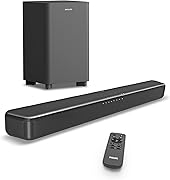 Philips(フィリップス) サウンドバー テレビ用 240Wハイパワー Bluetooth5.4搭載 スピーカー Soundbar Dolby Digital plus DTS Virtual:X 立体音響技術 ワイヤレスサブウーファー付き リモコン付属 PC対応 ゲーム スピーカー テレビ/パソコン/スマホ HDMI TAB5309 (サブウーファー付き)