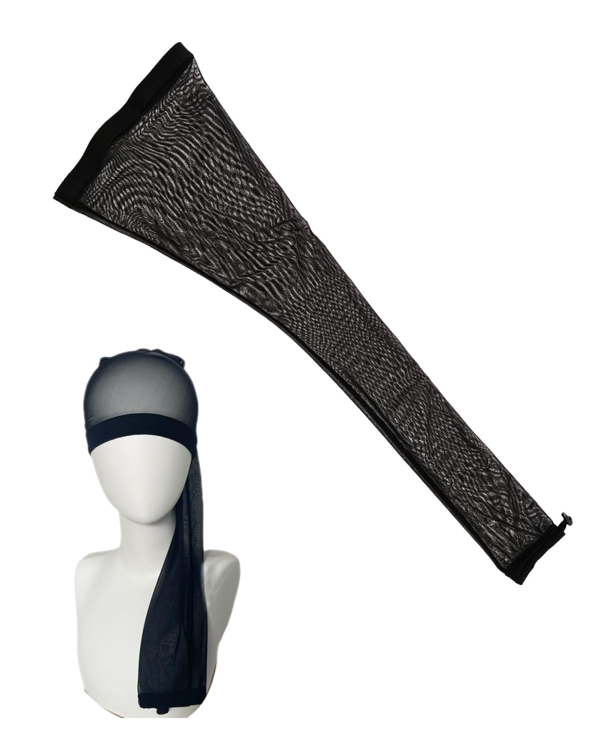 Extra Lungo Copricapo Leopardato, 70cm Rete per Treccine e Dreadlocks, Cuffia Traspirante per Notte e Sport, Protezione Capelli Anticrespo per Donna, Taglia Unica (nero)