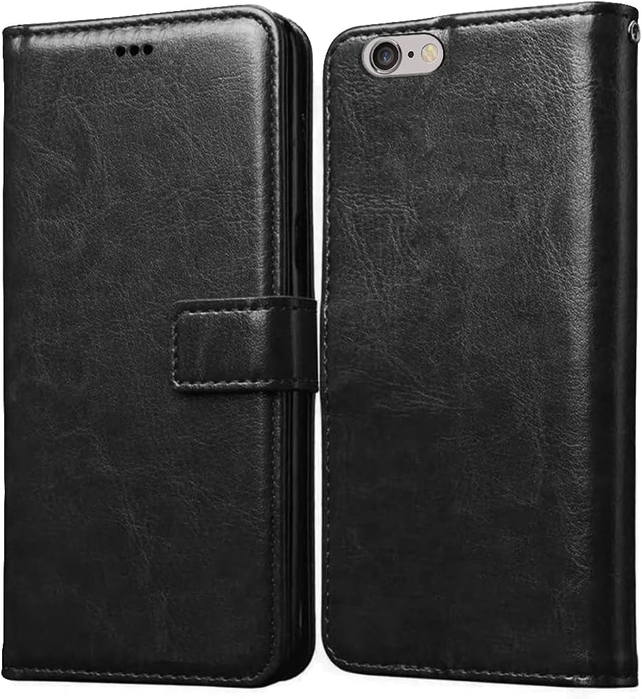 Casotec Flip Cover for Apple iPhone 6 / 6S | Premium Leather Finish | Inbuilt Pockets & Stand | Flip Case for Apple iPhone 6 / 6S (Black)