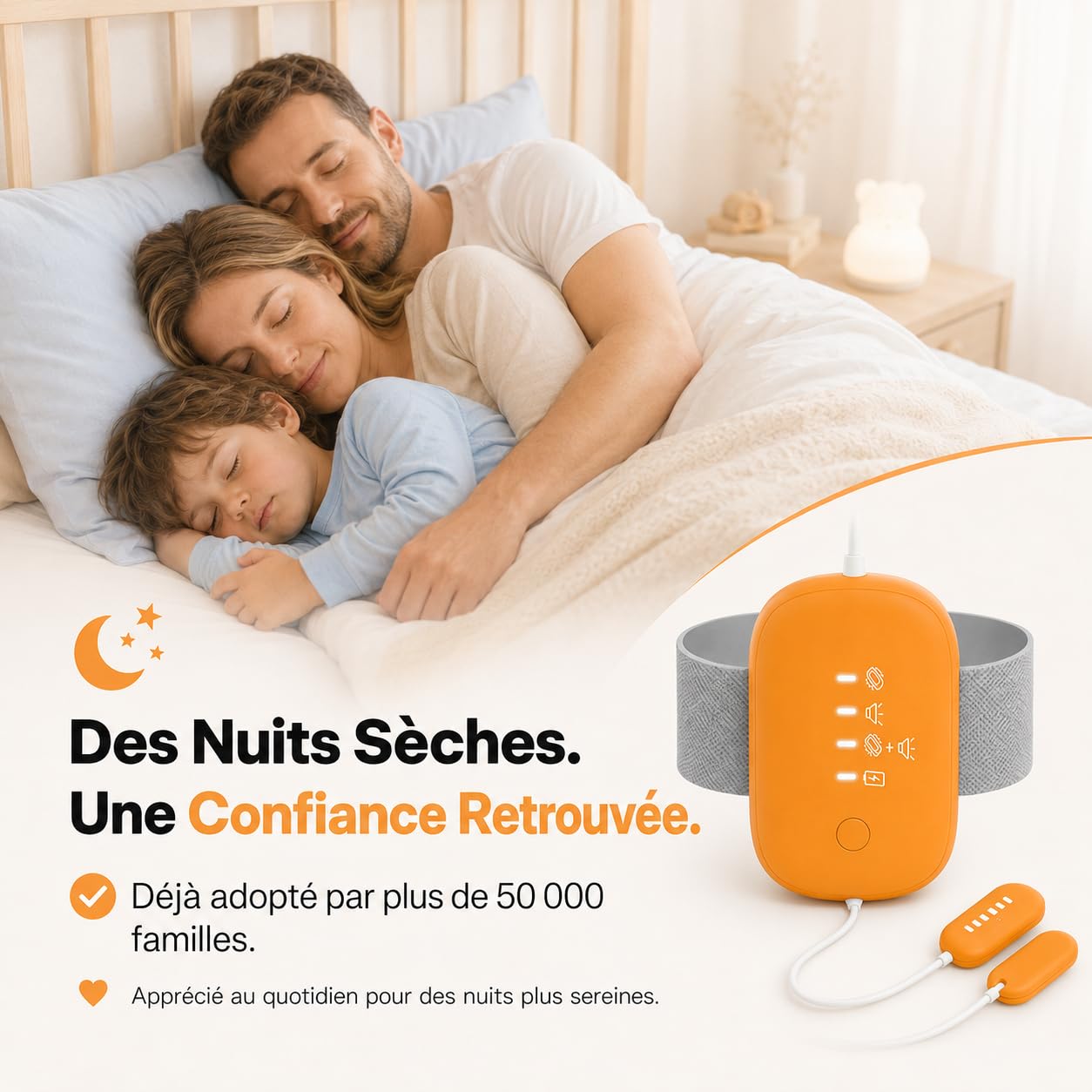 Alarme D’Énurésie Nocturne DodoGuard, Stop Pipi Enfant, Alarme Stop Pipi USB Rechargeable avec 3 Modes, Capteur Humidité Sensible pour Filles Et Garçons (Bleu)