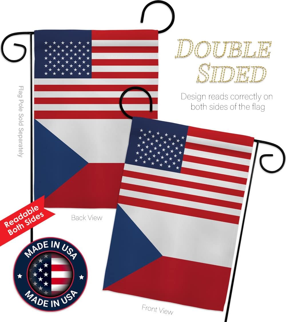 Czech Republic US Friendship Garden Flag - Regional Nationality Nation International World Country Particular Area - House Decoration Banner Small Yard Gift Double-Sided Made in USA 13 X 18.5