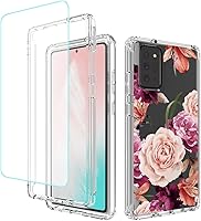 Vista 1 de Funda para Galaxy Note 20 5G SM-N981U con protector de pantalla de vidrio templado, cuerpo completo, diseño floral, a prueba de golpes, funda