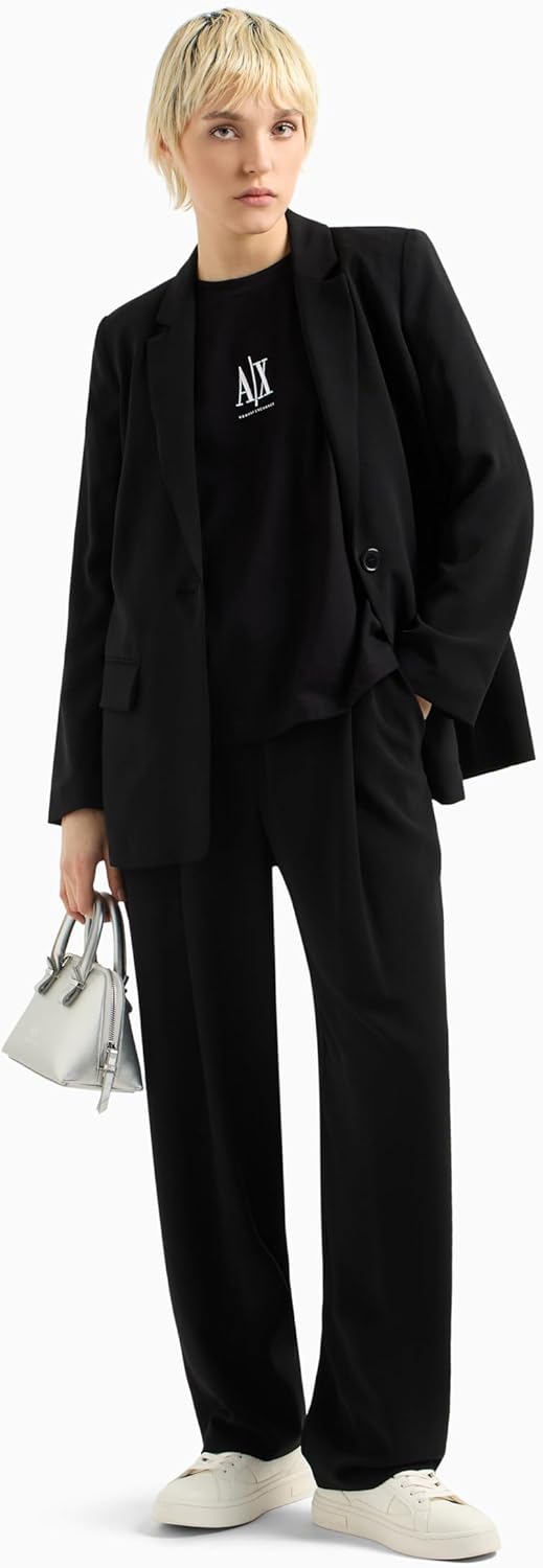 Armani Exchange Womens Heavy Cotton Jersey Icon Logo Tee - Image 3