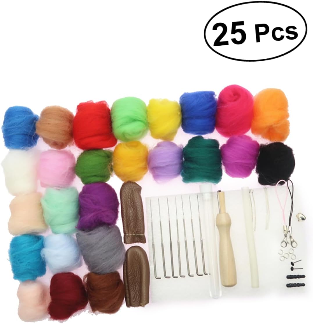 Tofficu 2sets Needle Felting Wool Kit Wool Roving Fiber Yarn Tools for Crafting DIY Projects and Felting Crafts