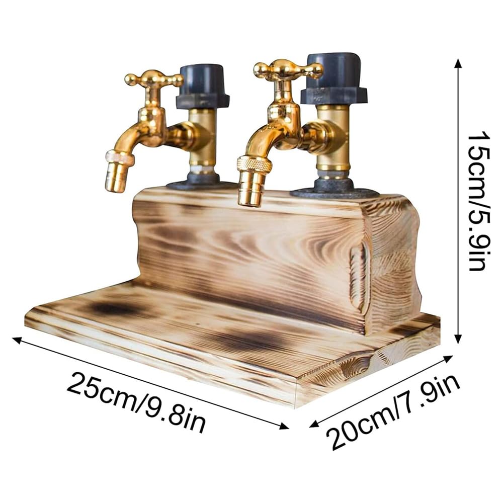 Wooden Whiskey Liquor Dispenser Father's Day Shot Dispenser for Liquor Bottles Beverage Whiskey Holder Faucet Shape Stand Drinkware Set Holder for Bar Home Party Man Cave (Style-2)