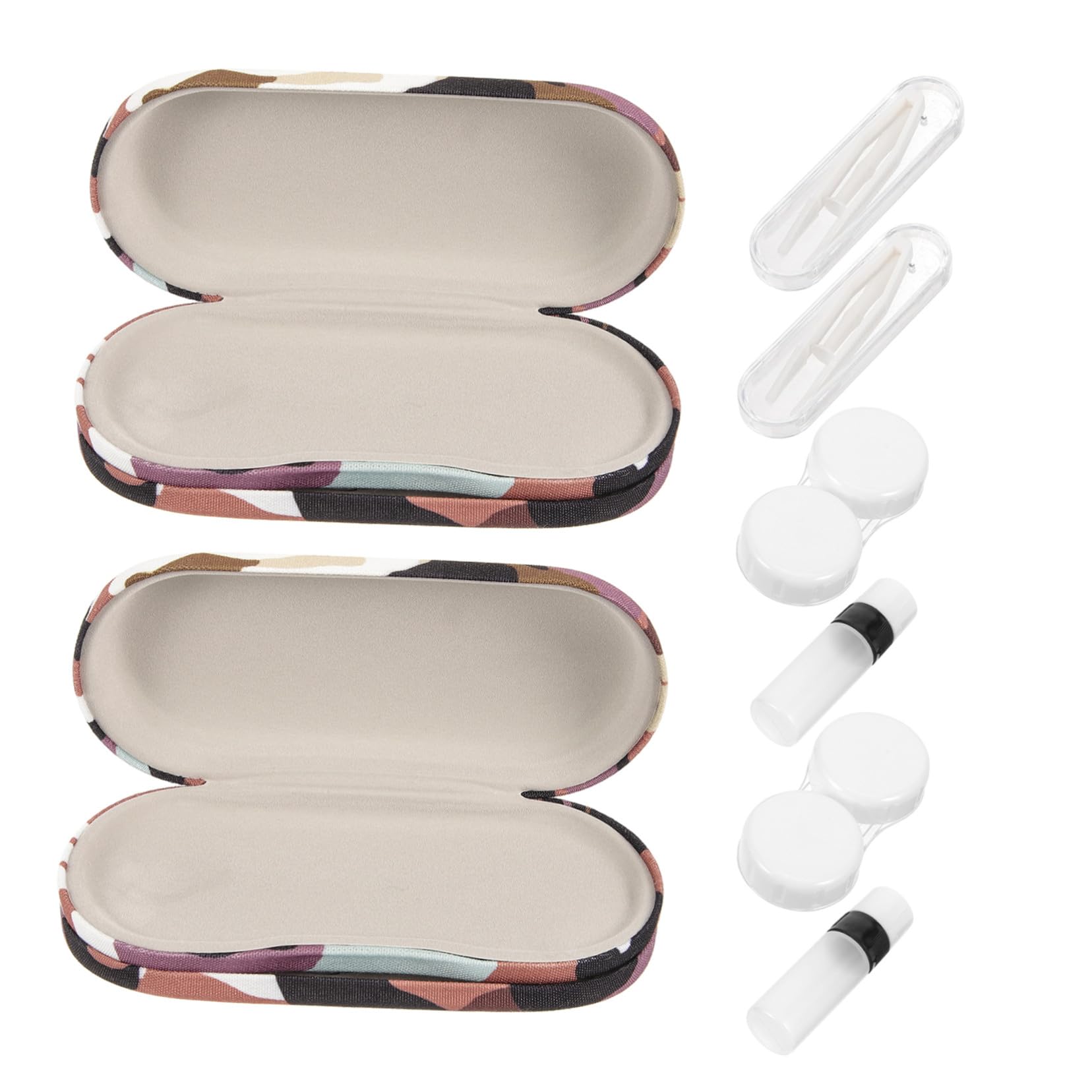 2ensembles Boîte Lunettes Rigide Double Usage Camouflage Étui de Voyage pour Protéger et Soleil avec Compartiments Séparés
