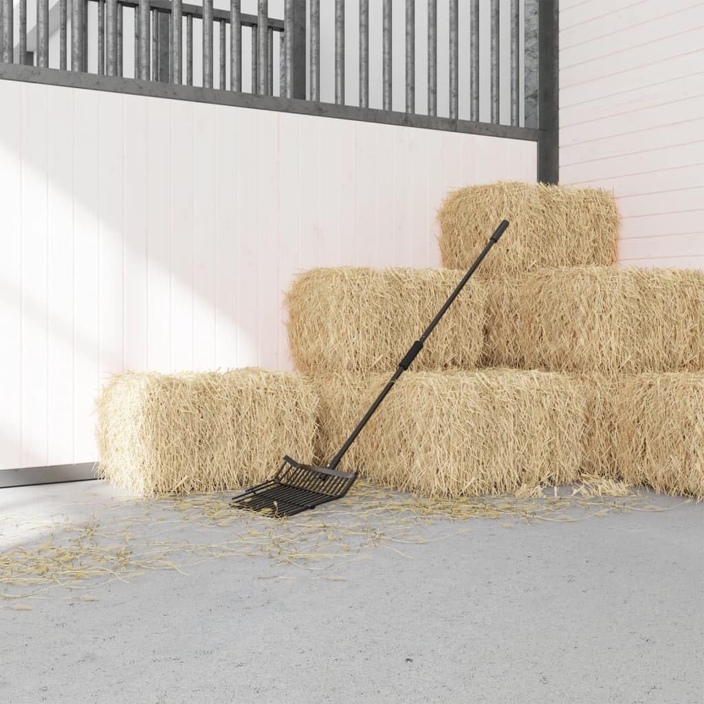 Heugabel ohne Stiel 14 Zinken Schwarz Stahl robuste landwirtschaftliche Heugabel für Stall, Weide, Tiernahrung, Heu, Stroh, Silage, vielseitig im Bauernhof, Stall und Gartengebrauch