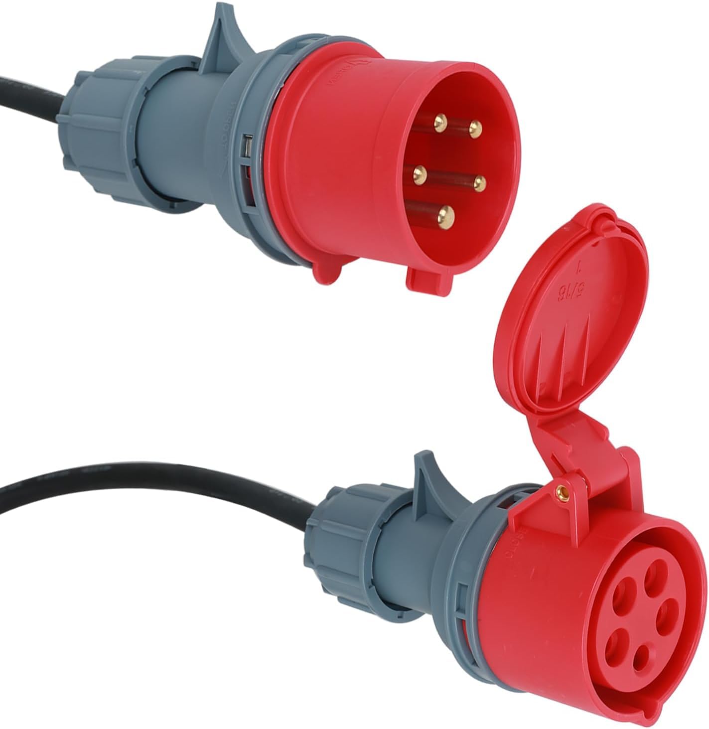 Adapter CEE 63 A 400 V wtyczka na 32 A 400 V sprzęgło z wyłącznikiem nadprądowym 32 A, H07RN-F 5G4/5G6 5 x 2,5 mm² kabel gumowy, wtyczka CEE IP44