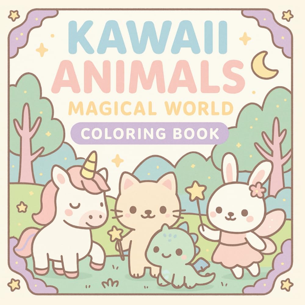 Kawaii Animals: Magical World: A Cute Coloring Adventure with 50 Magical Scenes for Kids (Kawaii Animals Coloring Series)