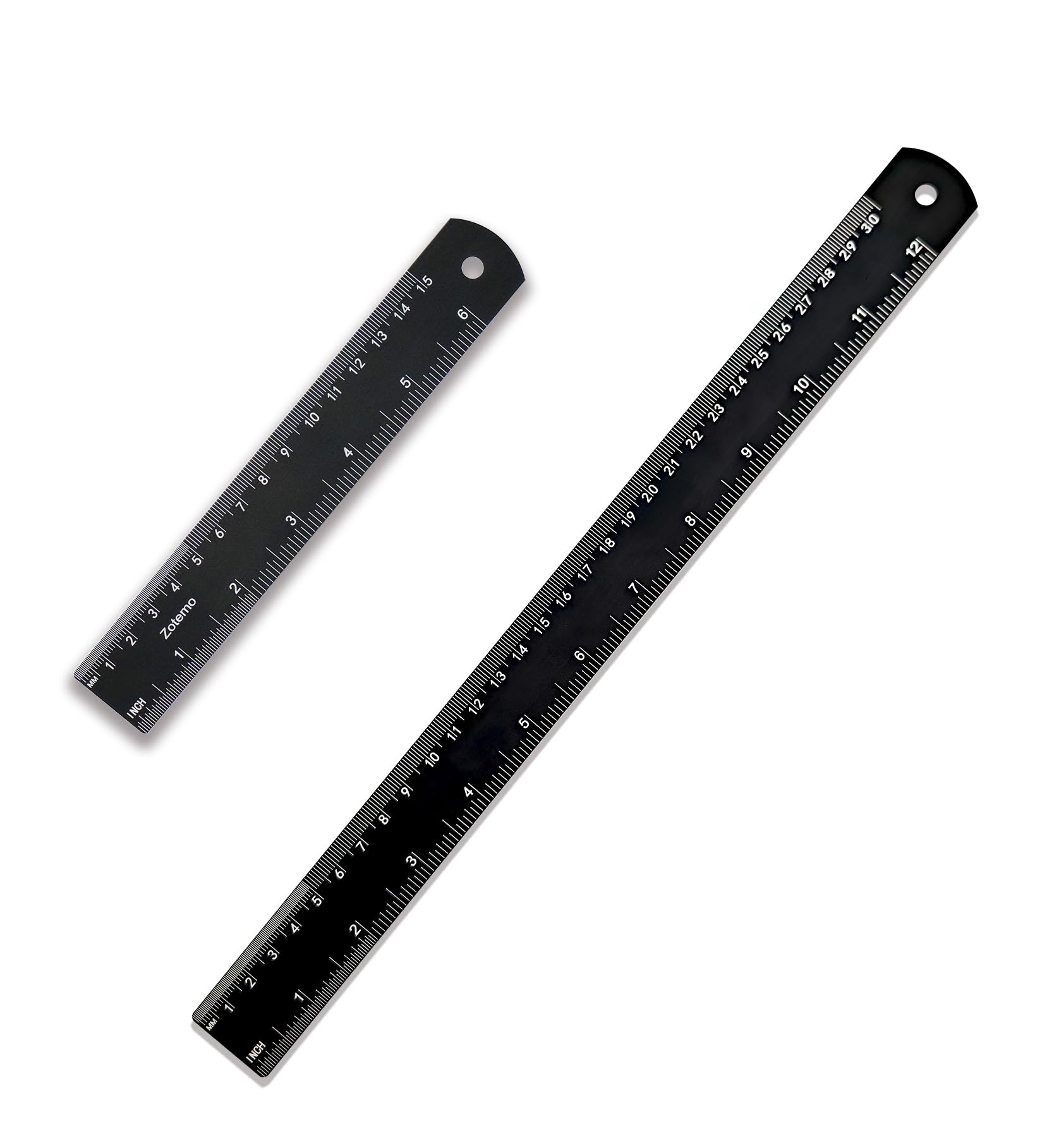 Photo 1 of [RULER IS BENT] Zotemo Metal Rulers, 6 and 12 Inch Aluminum Scales with Imperial and Metric Measurements, Laser Etched, Easy to Read, 0 Starts at The end, 2 Pack