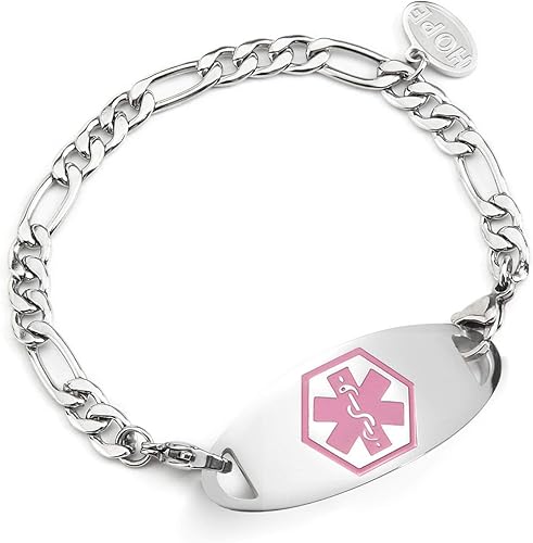Pulsera de alerta médica intercambiable de acero inoxidable para mujer, pulsera de identificación médica para mujeres, pulsera de emergencia de