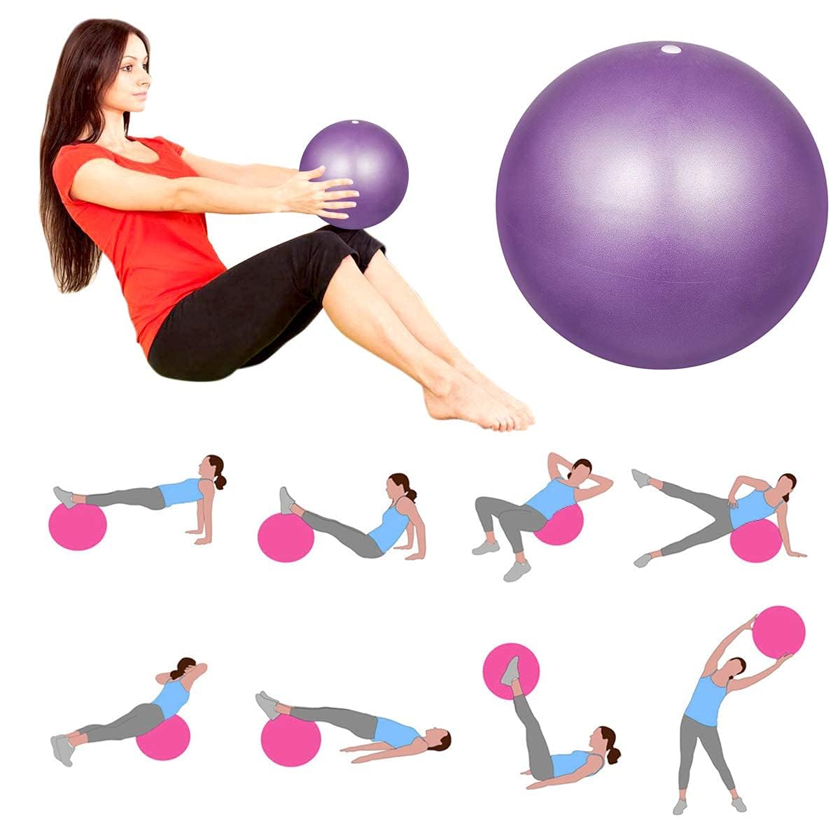 Redvant Mini Exercise Ball 9inch/23cm Small Yoga Ball Soft Pilate Home Training Abdominal Workouts, Anti Burst and Slip, with Inflatable Straw for Therapy, Barre, Core Trainings 4
