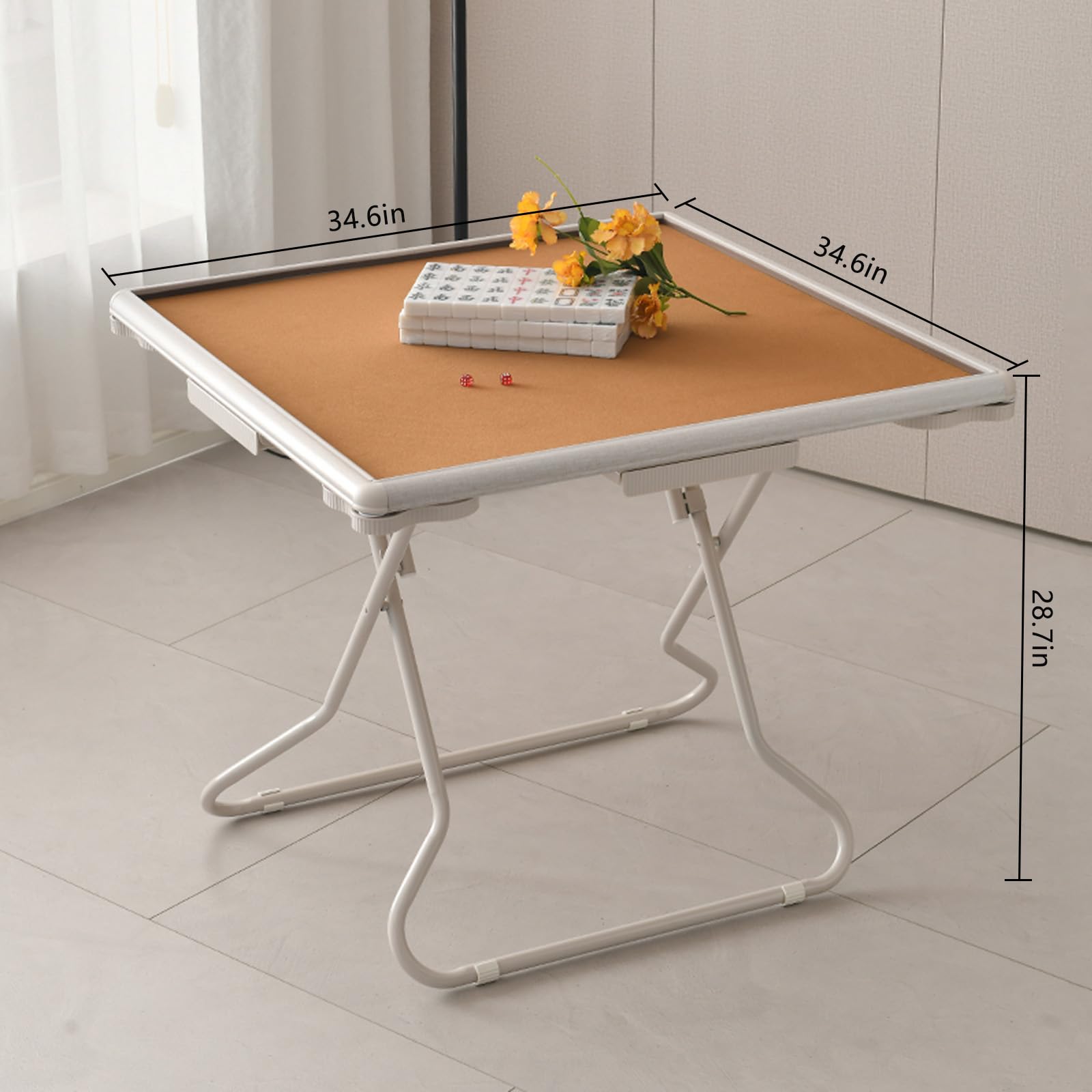 Tavolo da gioco pieghevole con portabicchieri e cassetto portaoggetti, portatile, per interni ed esterni, Mahjong, Domino Entertainment