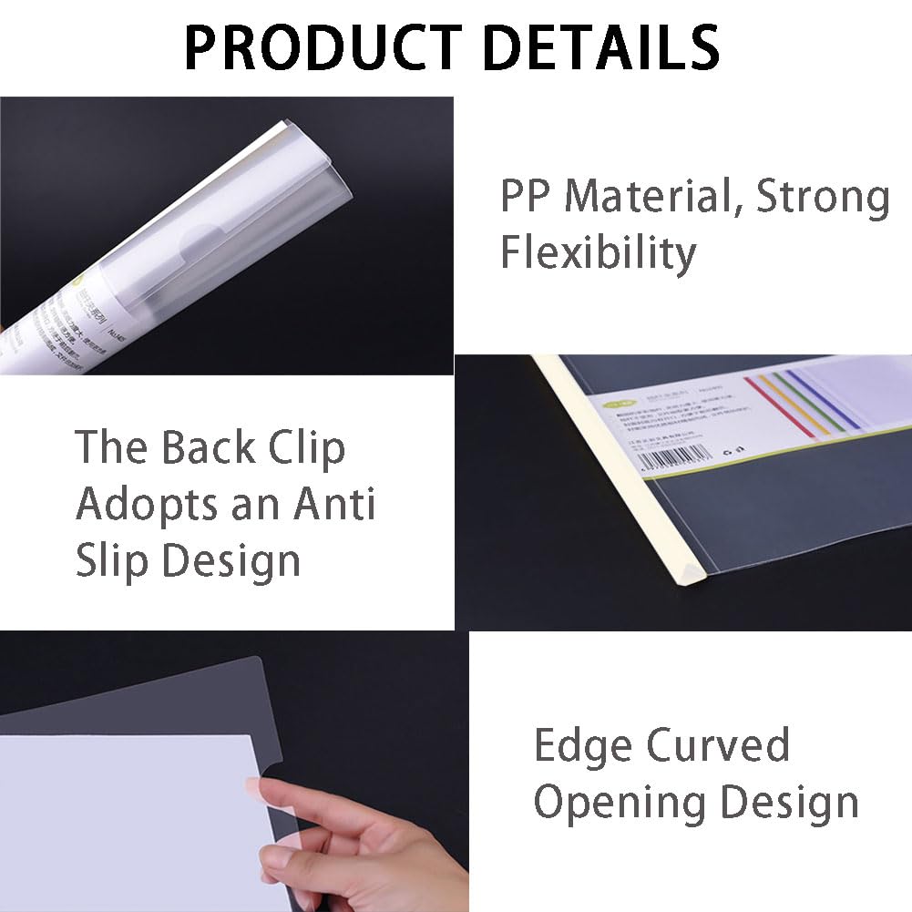 QSLKI 10 Stück Klar A4 Sliding Bar Binder, Transparent Schiebestab