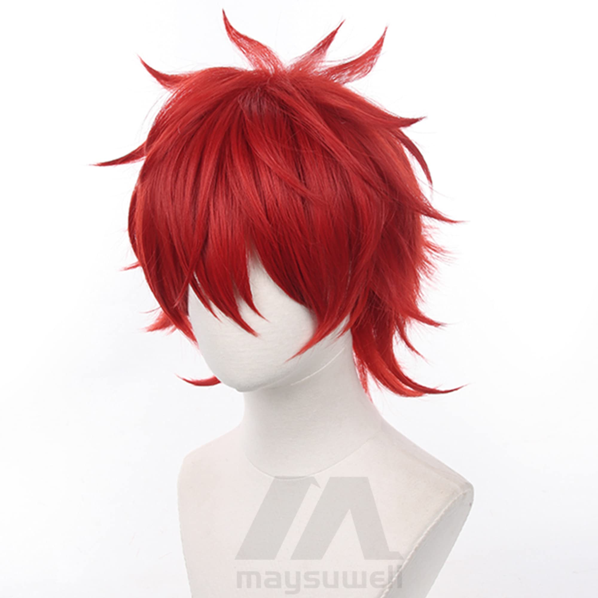 Anime Red Short Curly Wig with Heat Resistant Fiber Synthetic Costume Hair for Women Men Halloween Comic Con Cos Replacement Wigs - Image 3