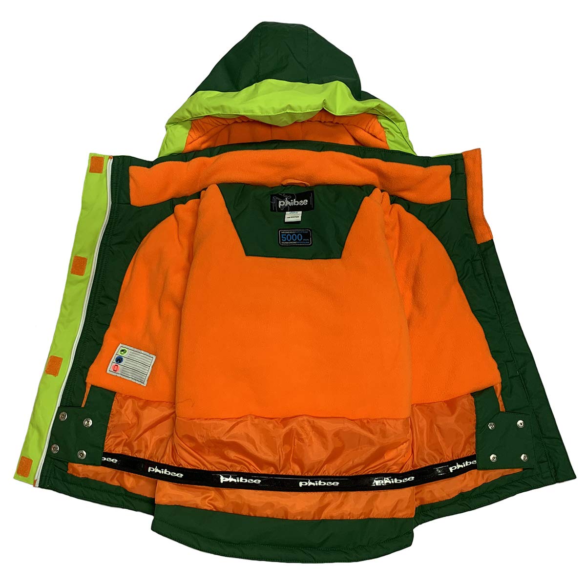 PHIBEE Big Boys' Waterproof Breathable Outdoor Warm Snowboard Ski Jacket Green 8