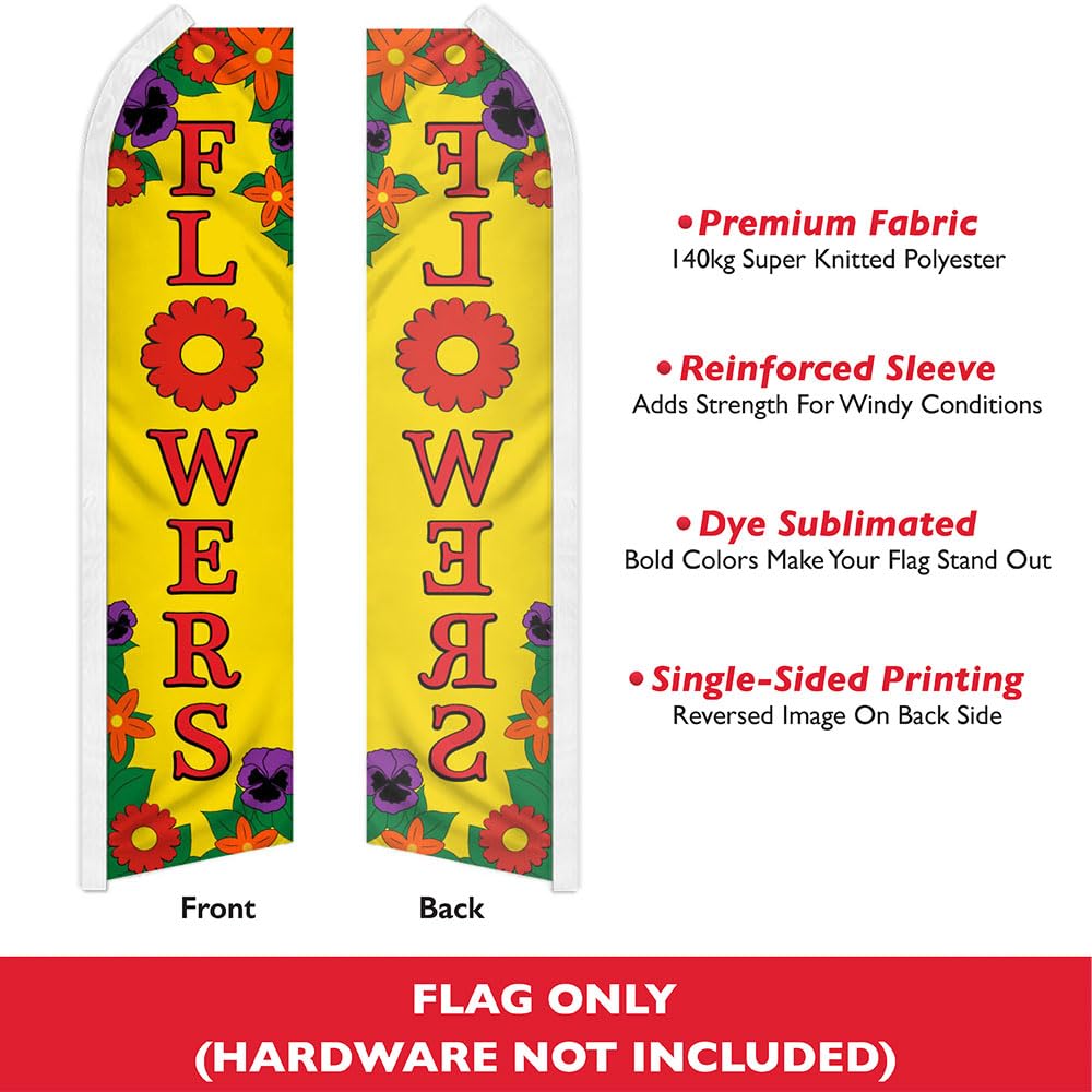 Flowers Swooper Feather Advertising Flag - Perfect for Florists, Event Planning, Shops