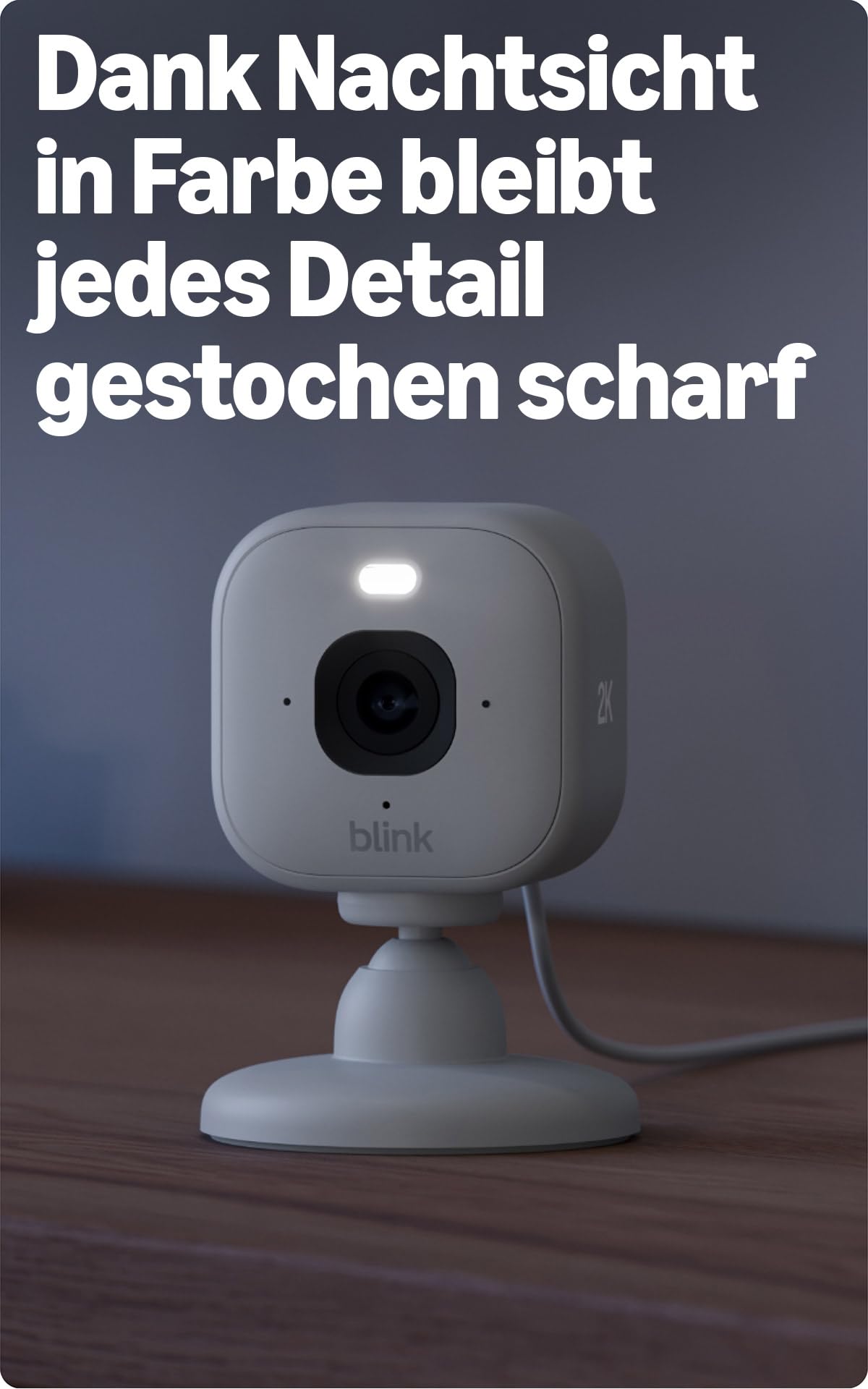 Blink Mini 2K+ (neueste Generation) Überwachungskamera für den Innenbereich | Sicherheitskamera mit Netzstecker für zuhause | 2K-Videoauflösung, 4-fach-Zoom, Nachtsicht in Farbe | 1 Kamera – Weiß
