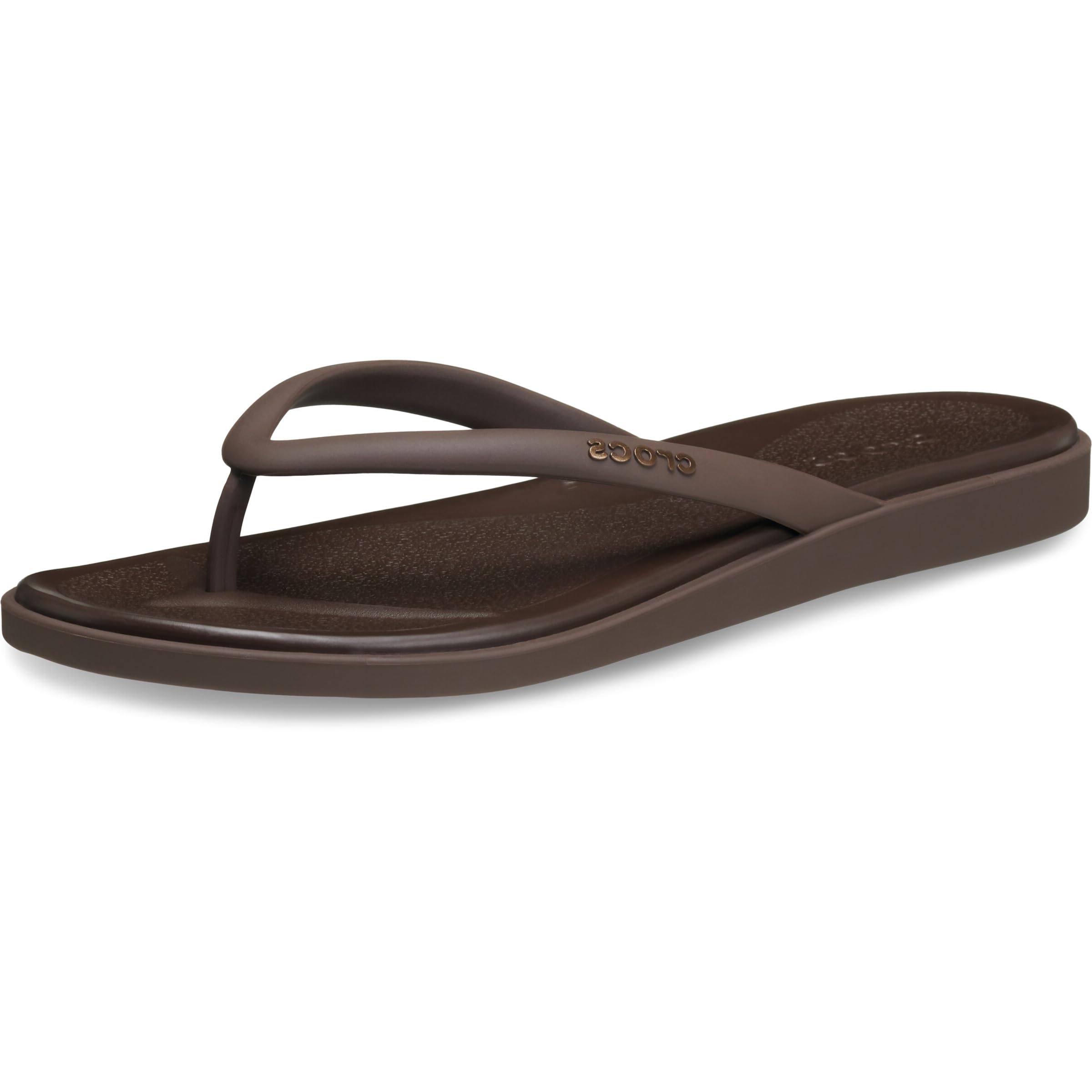 Crocs Women's Miami Round Toe Flip Flops | Flexible Straps | 360 Degree Comfort | Croslite Foam Footbed 9 Coffee Matte