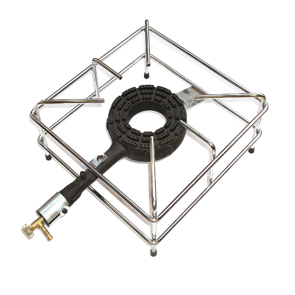 FORNELLONE CROMATO 30x30 FORNELLO A GAS GPL 4PIEDI BRUCIATORE GHISA C/RUBINETTO