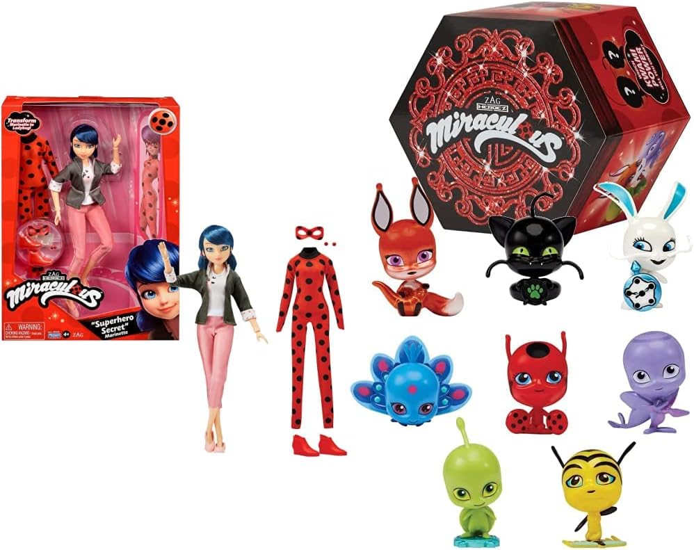 Miraculous Ladybug Superhero Secret Fashion Doll Ladybug | Marinette Costume Change Ladybug Toy & Bandai Ladybug And Cat Noir Kwami Surprise Box