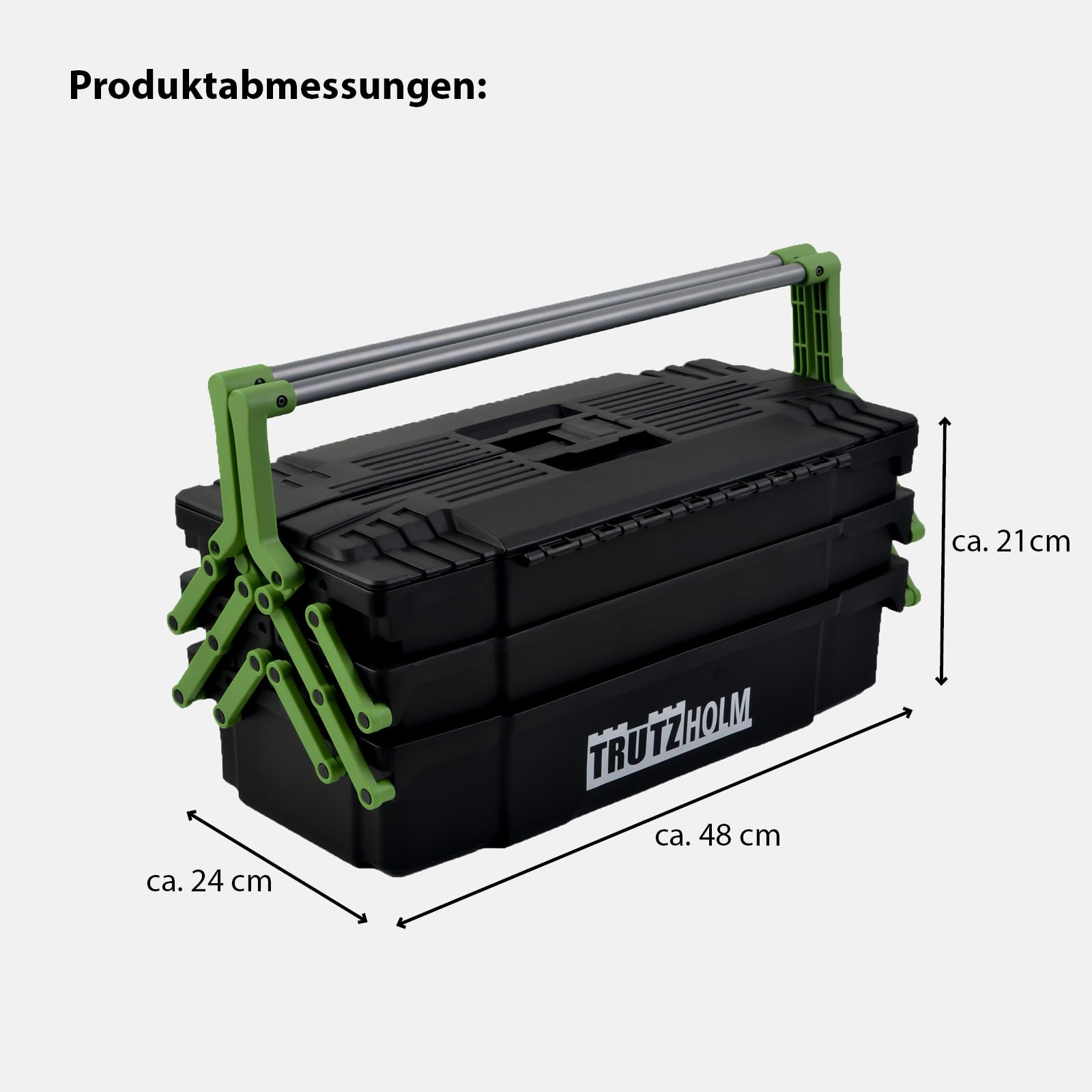 TRUTZHOLM Werkzeugkiste Werkzeugbox Werkzeugkoffer Werkzeugkasten Werkstattkiste Toolbox Organizer für Kleinteile Mehrzweckkoffer leer ca. 48x24x21 cm Aufbewahrungsbox