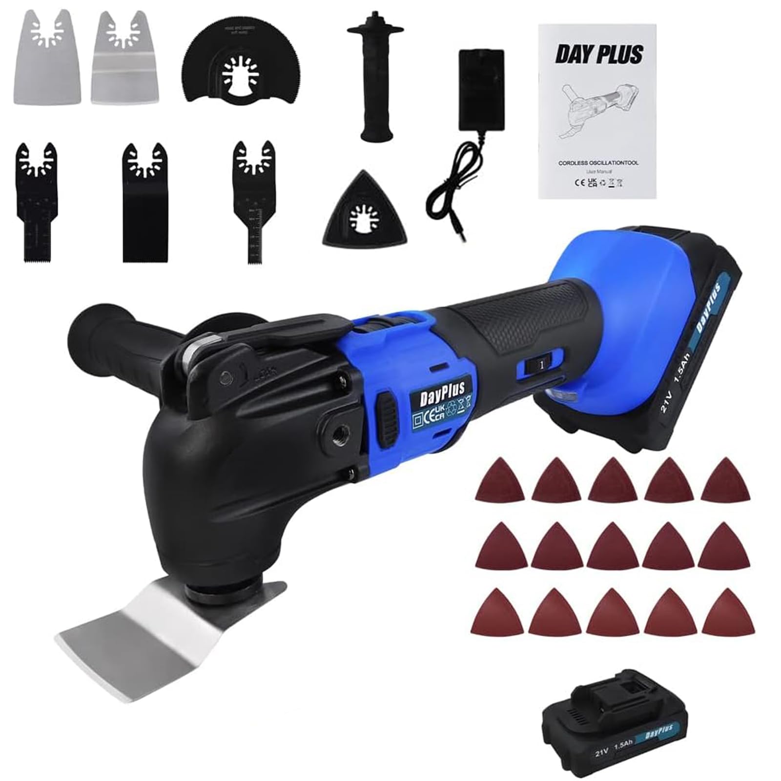 Cordless Multi Tool with Battery and Charger,20000 RPM Brushless Oscillating Multi-Tool, 6 Variable Speeds, 4Β°Oscillation Angle,21V Electric Multis Tools, Oscillating Saw Tools Kit for Cutting,Sawing