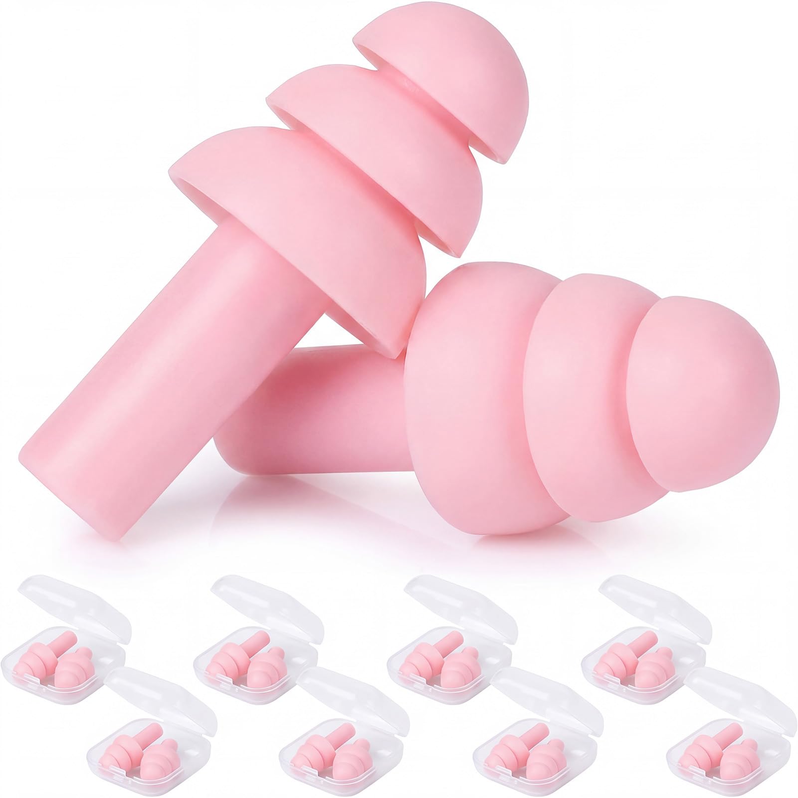 24 pares de tapones para los oídos de silicona reutilizables NRR 29dB con fundas de plástico, tapones de espuma suave para dormir, cancelación de ruido, conciertos, tiro, natación, reducción de ruido