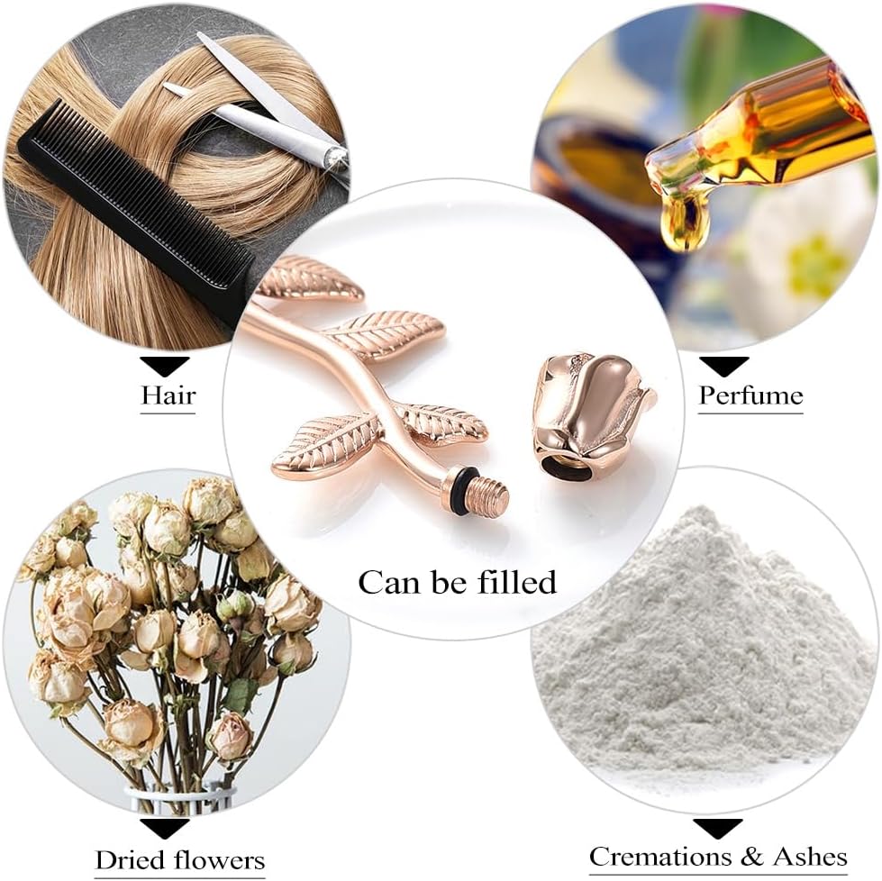 Rose Flower Cremation Jewelry Urn Necklaces for Ashes, Cremation Ash Jewelry Memorial Pendants for Human Pets Ashes - Image 4