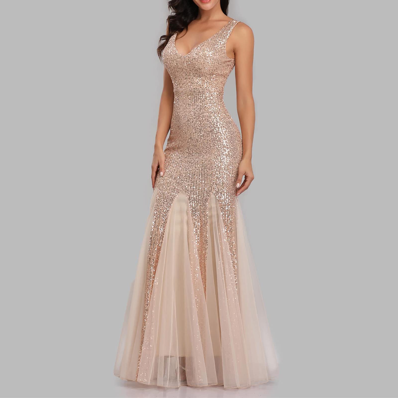 Dresses Donna Eleganti Vintage Damigella d'Onore Cerimonia Abito da Donna Banchetto Eleganti Lunghi Ruffled Vestito da Sera Curvy Spalline da Sera Abiti Donna Cocktail